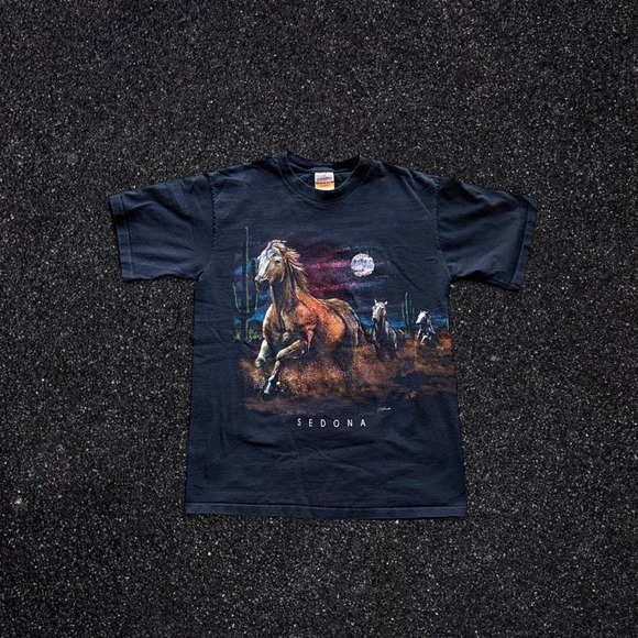 Hazelwood Other - Vintage Hazelwood Sedona Arizona Wild Horse Graphic T-Shirt Black Large USA Made